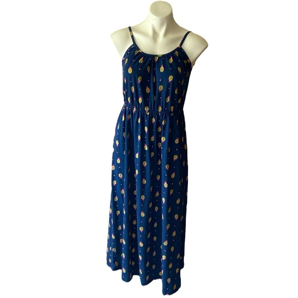 Jumping Beans Girl’s Dark Blue Sleeveless Pineapple Midi Sun Dress Size 12
